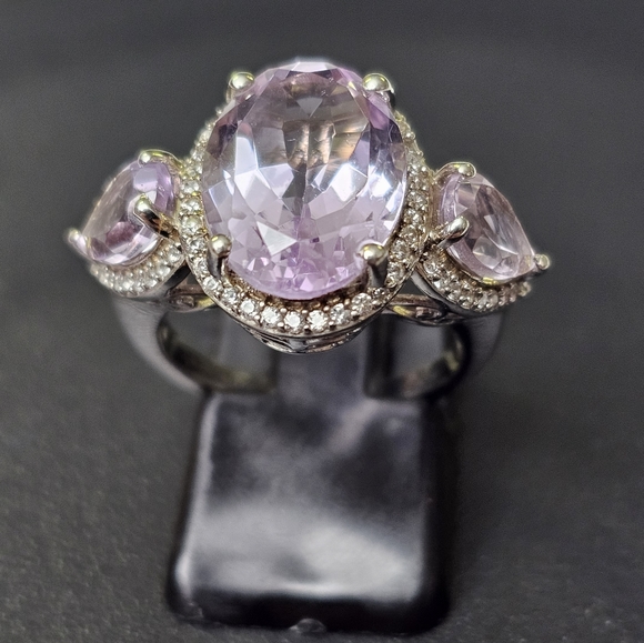 Genuine Rose De France Amethyst Ring in Platinum/925 Sz 6. New! - Picture 7 of 11
